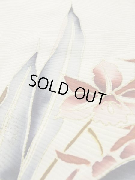 画像12: L0511B  L0511B 訪問着 女性用着物 洋花柄 シルク(正絹)   オフ ホワイト, 花 【中古】 【USED】 【リサイクル】 ★☆☆☆☆ (12)