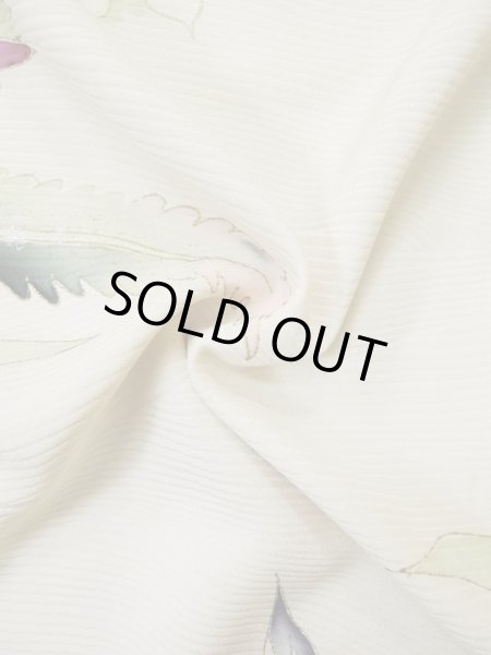 画像15: L0511B  L0511B 訪問着 女性用着物 洋花柄 シルク(正絹)   オフ ホワイト, 花 【中古】 【USED】 【リサイクル】 ★☆☆☆☆ (15)