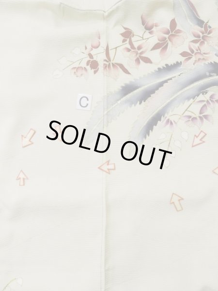 画像20: L0511B  L0511B 訪問着 女性用着物 洋花柄 シルク(正絹)   オフ ホワイト, 花 【中古】 【USED】 【リサイクル】 ★☆☆☆☆ (20)