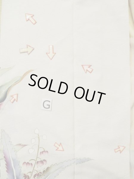 画像24: L0511B  L0511B 訪問着 女性用着物 洋花柄 シルク(正絹)   オフ ホワイト, 花 【中古】 【USED】 【リサイクル】 ★☆☆☆☆ (24)