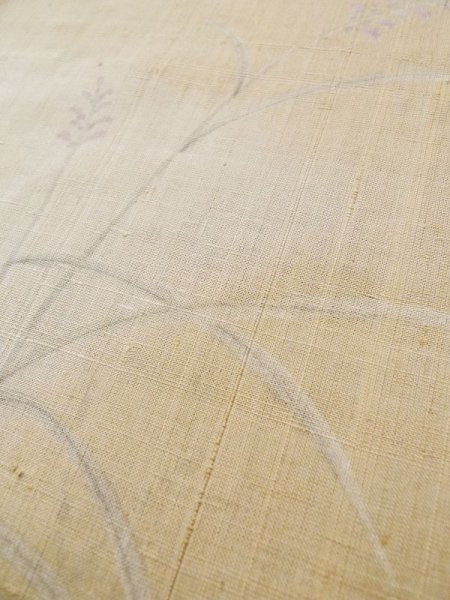 画像10: L0511G  L0511G 訪問着 女性用着物 トンボ柄、ほつれ、裂けあり、ウールと麻のような手触りです。 不明   ベージュ, 草 【中古】 【USED】 【リサイクル】 ★☆☆☆☆ (10)