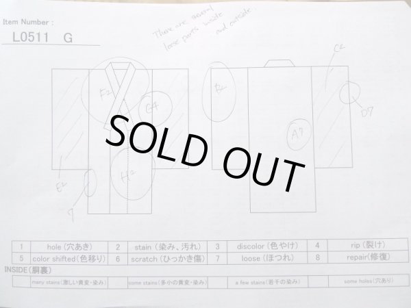 画像16: L0511G  L0511G 訪問着 女性用着物 トンボ柄、ほつれ、裂けあり、ウールと麻のような手触りです。 不明   ベージュ, 草 【中古】 【USED】 【リサイクル】 ★☆☆☆☆ (16)