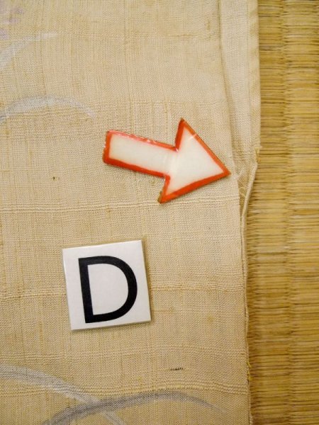 画像20: L0511G  L0511G 訪問着 女性用着物 トンボ柄、ほつれ、裂けあり、ウールと麻のような手触りです。 不明   ベージュ, 草 【中古】 【USED】 【リサイクル】 ★☆☆☆☆ (20)