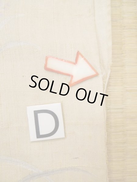 画像20: L0511G  L0511G 訪問着 女性用着物 トンボ柄、ほつれ、裂けあり、ウールと麻のような手触りです。 不明   ベージュ, 草 【中古】 【USED】 【リサイクル】 ★☆☆☆☆ (20)