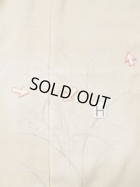 画像24: L0511G  L0511G 訪問着 女性用着物 トンボ柄、ほつれ、裂けあり、ウールと麻のような手触りです。 不明   ベージュ, 草 【中古】 【USED】 【リサイクル】 ★☆☆☆☆ (24)