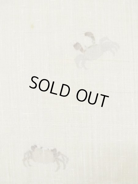 画像6: L0511H  L0511H 訪問着 女性用着物 穴あきあり、珍しい蟹柄、ウールと麻のような手触り。 不明   オフ ホワイト,  【中古】 【USED】 【リサイクル】 ★☆☆☆☆ (6)