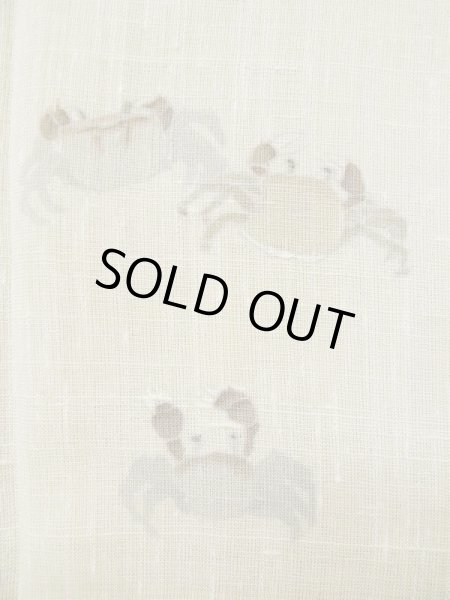 画像8: L0511H  L0511H 訪問着 女性用着物 穴あきあり、珍しい蟹柄、ウールと麻のような手触り。 不明   オフ ホワイト,  【中古】 【USED】 【リサイクル】 ★☆☆☆☆ (8)