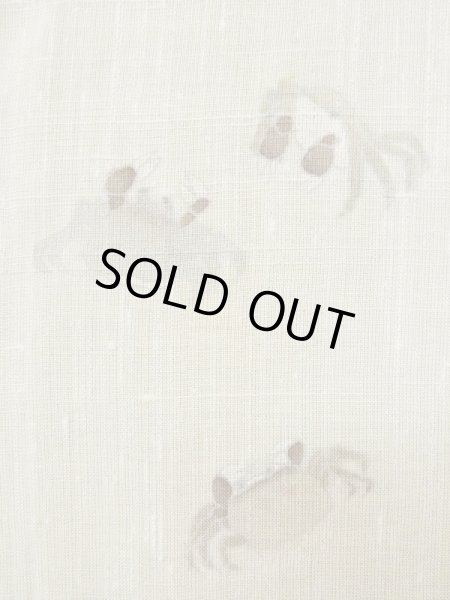 画像9: L0511H  L0511H 訪問着 女性用着物 穴あきあり、珍しい蟹柄、ウールと麻のような手触り。 不明   オフ ホワイト,  【中古】 【USED】 【リサイクル】 ★☆☆☆☆ (9)