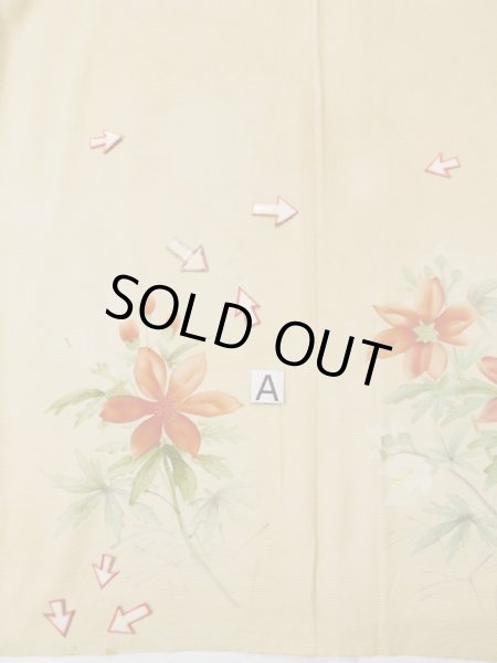 画像16: L0511J  L0511J 訪問着 女性用着物  シルク(正絹) 薄い 赤み 黄色, 花 【中古】 【USED】 【リサイクル】 ★★☆☆☆ (16)