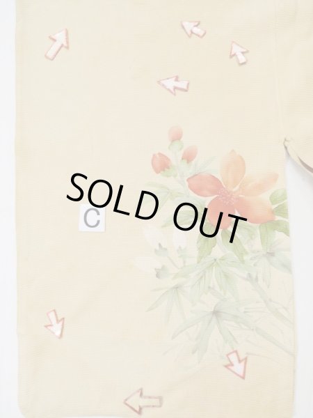 画像18: L0511J  L0511J 訪問着 女性用着物  シルク(正絹) 薄い 赤み 黄色, 花 【中古】 【USED】 【リサイクル】 ★★☆☆☆ (18)