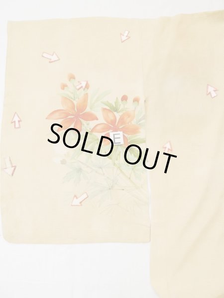 画像20: L0511J  L0511J 訪問着 女性用着物  シルク(正絹) 薄い 赤み 黄色, 花 【中古】 【USED】 【リサイクル】 ★★☆☆☆ (20)