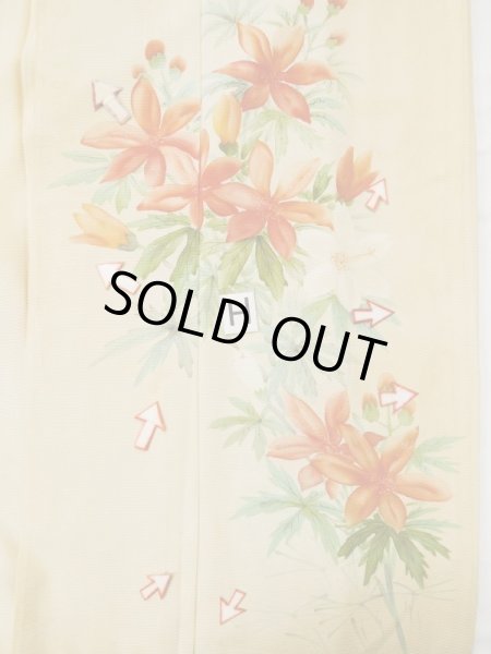 画像23: L0511J  L0511J 訪問着 女性用着物  シルク(正絹) 薄い 赤み 黄色, 花 【中古】 【USED】 【リサイクル】 ★★☆☆☆ (23)