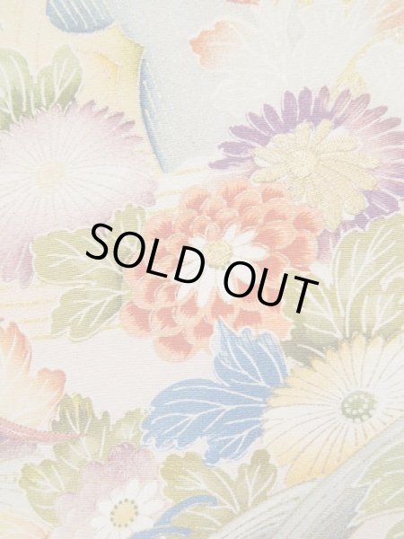 画像11: L0511P  L0511P 訪問着 女性用着物 滝柄 シルク（正絹）   オフ　ホワイト, 菊 【中古】 【USED】 【リサイクル】 ★★★☆☆ (11)