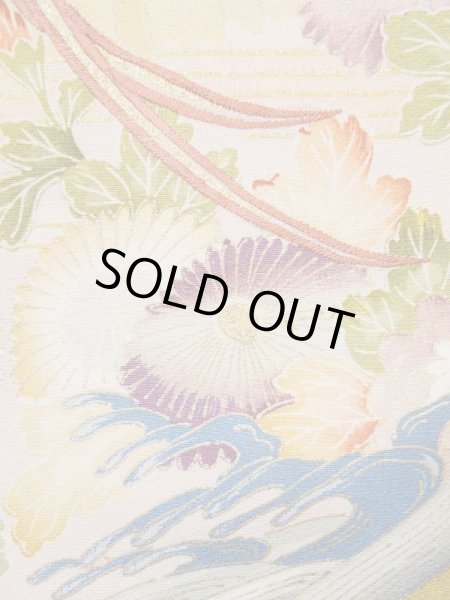 画像12: L0511P  L0511P 訪問着 女性用着物 滝柄 シルク（正絹）   オフ　ホワイト, 菊 【中古】 【USED】 【リサイクル】 ★★★☆☆ (12)