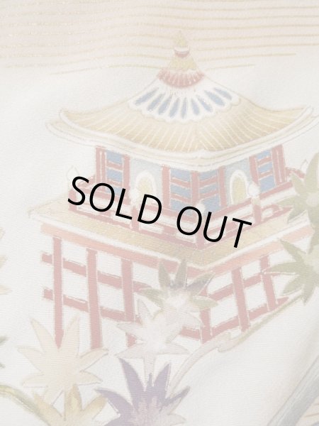 画像15: L0511P  L0511P 訪問着 女性用着物 滝柄 シルク（正絹）   オフ　ホワイト, 菊 【中古】 【USED】 【リサイクル】 ★★★☆☆ (15)