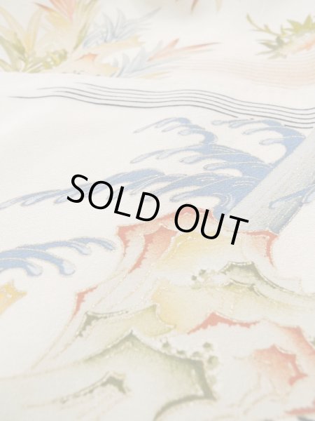 画像19: L0511P  L0511P 訪問着 女性用着物 滝柄 シルク（正絹）   オフ　ホワイト, 菊 【中古】 【USED】 【リサイクル】 ★★★☆☆ (19)