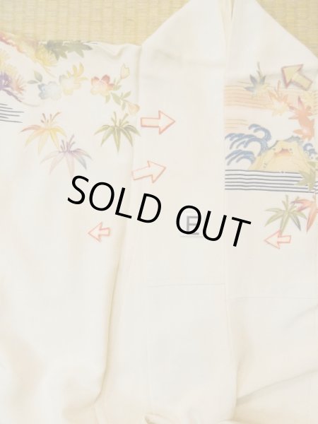 画像27: L0511P  L0511P 訪問着 女性用着物 滝柄 シルク（正絹）   オフ　ホワイト, 菊 【中古】 【USED】 【リサイクル】 ★★★☆☆ (27)