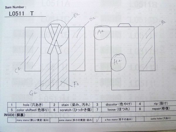 画像14: L0511T  L0511T 訪問着 女性用着物  シルク(正絹) 淡い 灰色がかった 水色, 小さな点々 【中古】 【USED】 【リサイクル】 ★★☆☆☆ (14)