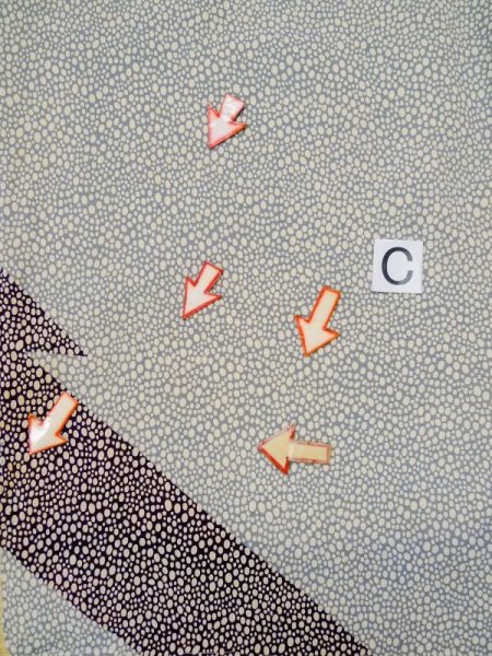 画像17: L0511T  L0511T 訪問着 女性用着物  シルク(正絹) 淡い 灰色がかった 水色, 小さな点々 【中古】 【USED】 【リサイクル】 ★★☆☆☆ (17)