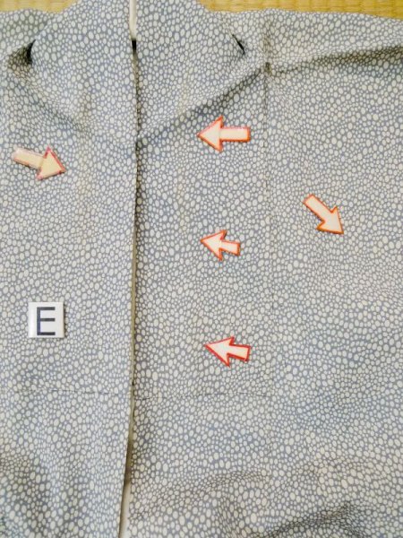 画像19: L0511T  L0511T 訪問着 女性用着物  シルク(正絹) 淡い 灰色がかった 水色, 小さな点々 【中古】 【USED】 【リサイクル】 ★★☆☆☆ (19)