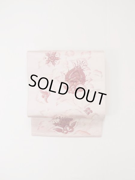 画像2: L0512D 名古屋帯 女性用着物 化繊 ペール  ピンク 唐花 【中古】 【USED】 【リサイクル】 ★★★★★ (2)