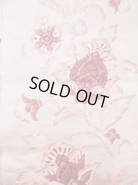 画像3: L0512D 名古屋帯 女性用着物 化繊 ペール  ピンク 唐花 【中古】 【USED】 【リサイクル】 ★★★★★ (3)