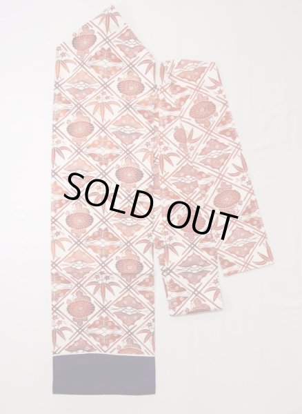 画像1: L0512E 名古屋帯 女性用着物 シルク（正絹） ダーク  オレンジ 花 【中古】 【USED】 【リサイクル】 ★★★★☆ (1)