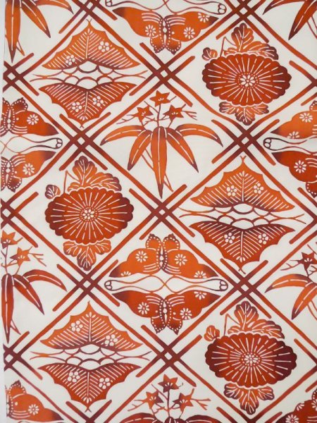 画像3: L0512E 名古屋帯 女性用着物 シルク(正絹) ダーク  オレンジ 花 【中古】 【USED】 【リサイクル】 ★★★★☆ (3)