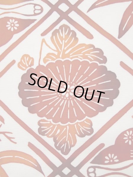 画像6: L0512E 名古屋帯 女性用着物 シルク（正絹） ダーク  オレンジ 花 【中古】 【USED】 【リサイクル】 ★★★★☆ (6)