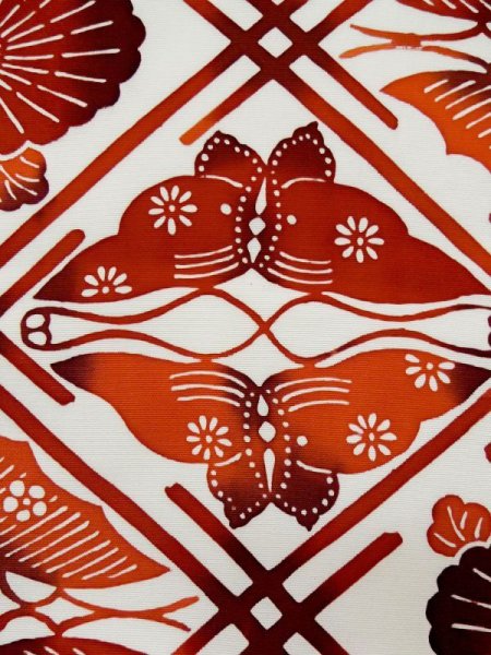 画像7: L0512E 名古屋帯 女性用着物 シルク(正絹) ダーク  オレンジ 花 【中古】 【USED】 【リサイクル】 ★★★★☆ (7)
