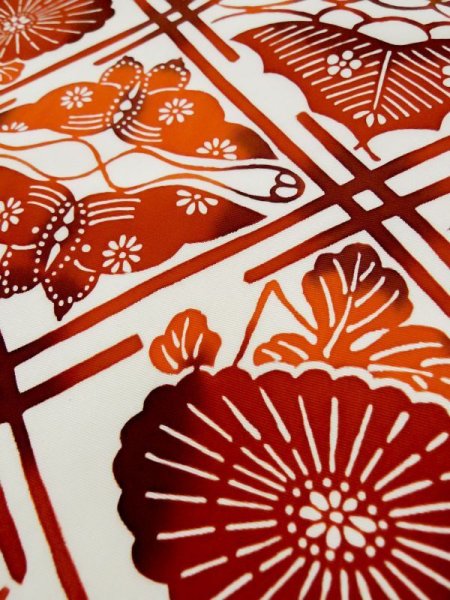 画像10: L0512E 名古屋帯 女性用着物 シルク(正絹) ダーク  オレンジ 花 【中古】 【USED】 【リサイクル】 ★★★★☆ (10)