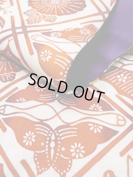 画像12: L0512E 名古屋帯 女性用着物 シルク（正絹） ダーク  オレンジ 花 【中古】 【USED】 【リサイクル】 ★★★★☆ (12)