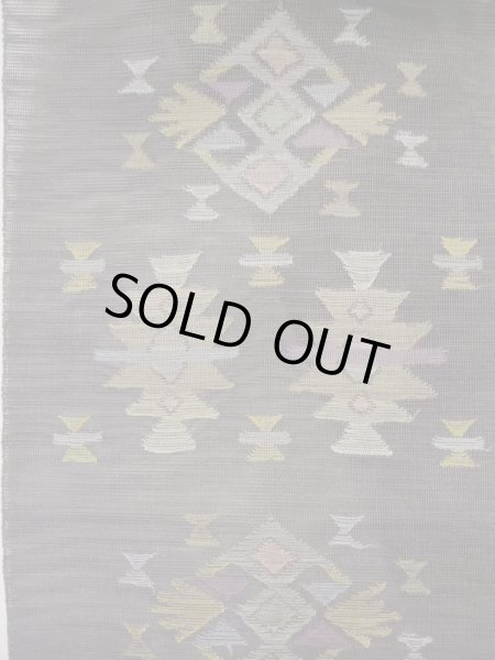 画像3: L0512H 名古屋帯 女性用着物 麻 ペール グレイッシュ グレー（灰色） 幾何学模様 【中古】 【USED】 【リサイクル】 ★★★☆☆ (3)