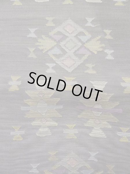 画像4: L0512H 名古屋帯 女性用着物 麻 ペール グレイッシュ グレー（灰色） 幾何学模様 【中古】 【USED】 【リサイクル】 ★★★☆☆ (4)