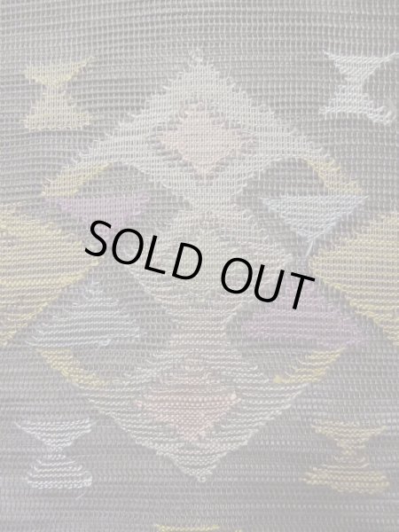 画像5: L0512H 名古屋帯 女性用着物 麻 ペール グレイッシュ グレー（灰色） 幾何学模様 【中古】 【USED】 【リサイクル】 ★★★☆☆ (5)