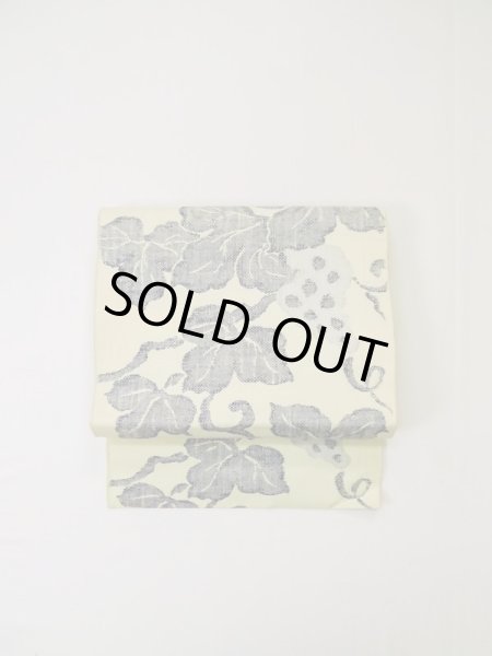 画像2: L0512K 名古屋帯 女性用着物 シルク(正絹)   オフ ホワイト つた 【中古】 【USED】 【リサイクル】 ★★★☆☆ (2)