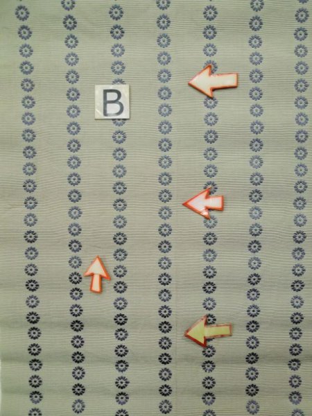 画像10: L0518D 八寸(袋名古屋)帯 女性用着物 シルク(正絹) 灰色がかった 緑み アイボリー 花 【中古】 【USED】 【リサイクル】 ★★☆☆☆ (10)