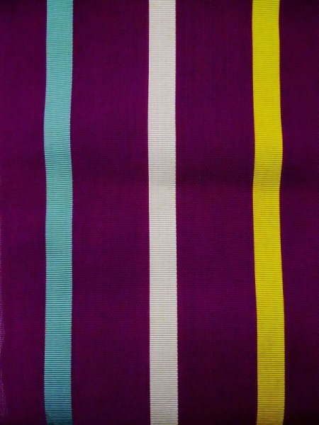 画像5: L0518F 八寸(袋名古屋)帯 女性用着物 麻 鮮やか 赤み 紫色 チェック柄 【中古】 【USED】 【リサイクル】 ★☆☆☆☆ (5)