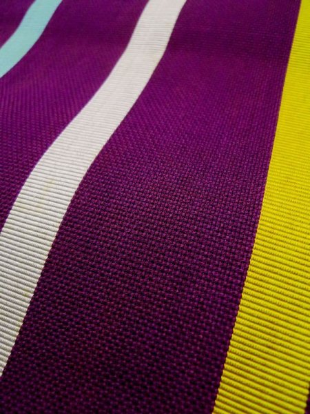 画像11: L0518F 八寸(袋名古屋)帯 女性用着物 麻 鮮やか 赤み 紫色 チェック柄 【中古】 【USED】 【リサイクル】 ★☆☆☆☆ (11)