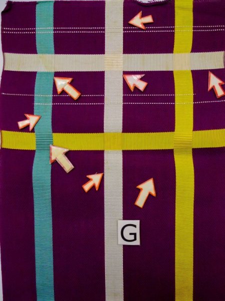 画像18: L0518F 八寸(袋名古屋)帯 女性用着物 麻 鮮やか 赤み 紫色 チェック柄 【中古】 【USED】 【リサイクル】 ★☆☆☆☆ (18)