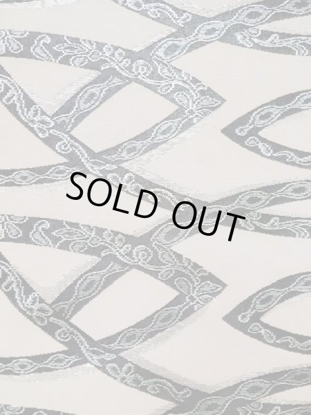 画像4: L0518I 八寸(袋名古屋)帯 女性用着物 シルク(正絹) 深い  オリーブ 抽象的模様 【中古】 【USED】 【リサイクル】 ★★☆☆☆ (4)