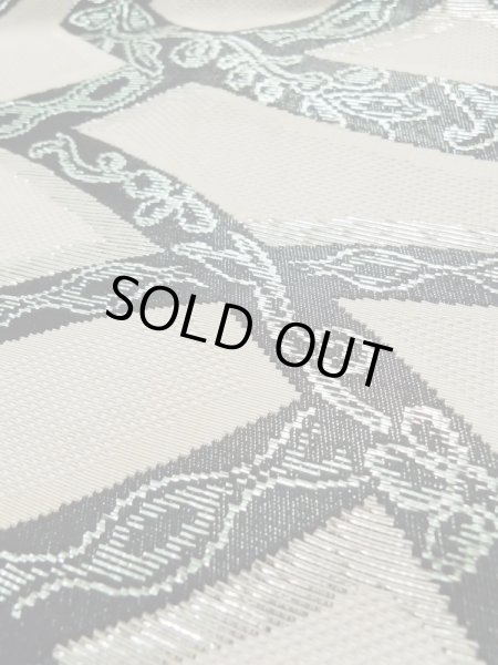 画像12: L0518I 八寸(袋名古屋)帯 女性用着物 シルク(正絹) 深い  オリーブ 抽象的模様 【中古】 【USED】 【リサイクル】 ★★☆☆☆ (12)