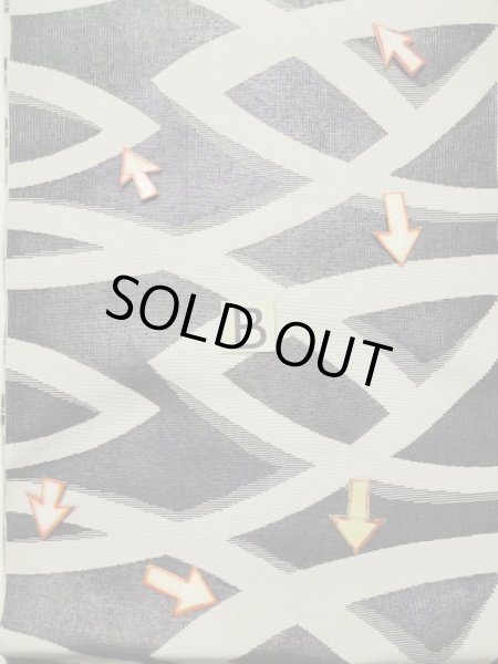 画像15: L0518I 八寸(袋名古屋)帯 女性用着物 シルク(正絹) 深い  オリーブ 抽象的模様 【中古】 【USED】 【リサイクル】 ★★☆☆☆ (15)