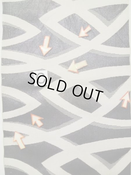 画像16: L0518I 八寸(袋名古屋)帯 女性用着物 シルク(正絹) 深い  オリーブ 抽象的模様 【中古】 【USED】 【リサイクル】 ★★☆☆☆ (16)