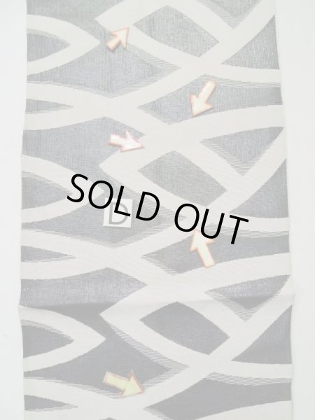 画像17: L0518I 八寸(袋名古屋)帯 女性用着物 シルク(正絹) 深い  オリーブ 抽象的模様 【中古】 【USED】 【リサイクル】 ★★☆☆☆ (17)