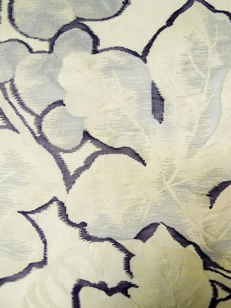 画像7: L0518N 袋帯 女性用着物 シルク（正絹）   オフ　ホワイト 葉 【中古】 【USED】 【リサイクル】 ★★☆☆☆ (7)