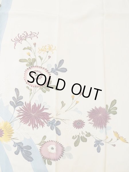 画像8: L0519J  訪問着 女性用着物 滝 シルク(正絹)   オフ ホワイト, 花 【中古】 【USED】 【リサイクル】 ★★☆☆☆ (8)