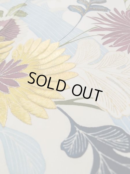 画像13: L0519J  訪問着 女性用着物 滝 シルク(正絹)   オフ ホワイト, 花 【中古】 【USED】 【リサイクル】 ★★☆☆☆ (13)