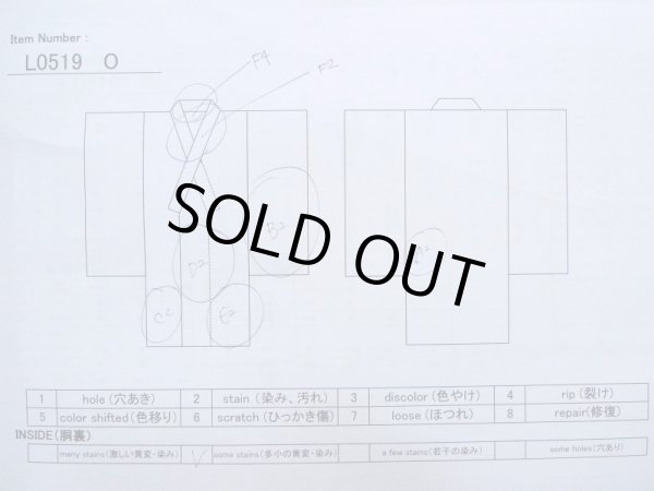 画像16: L0519O  訪問着 女性用着物 全体的に汚れ、染み 化繊   黒, 菊 【中古】 【USED】 【リサイクル】 ★☆☆☆☆ (16)