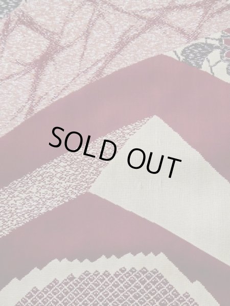 画像7: L0519P  訪問着 女性用着物  シルク(正絹)   えんじ, 菊 【中古】 【USED】 【リサイクル】 ★☆☆☆☆ (7)